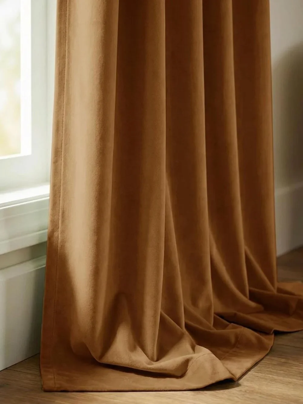Burnt Orange Velvet Curtains, Fall Home Decor, 2 Panels, W52 x L90, Cozy Style